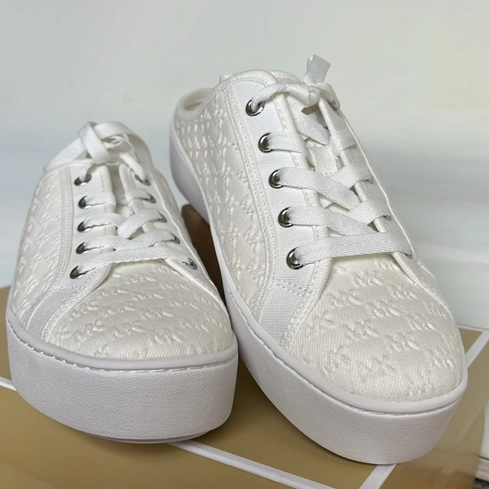 Michael Kors POPPY SLIDE SNEAKERS MK DEBOSSED WASHED DENIM 49T4POFP2D Platforms